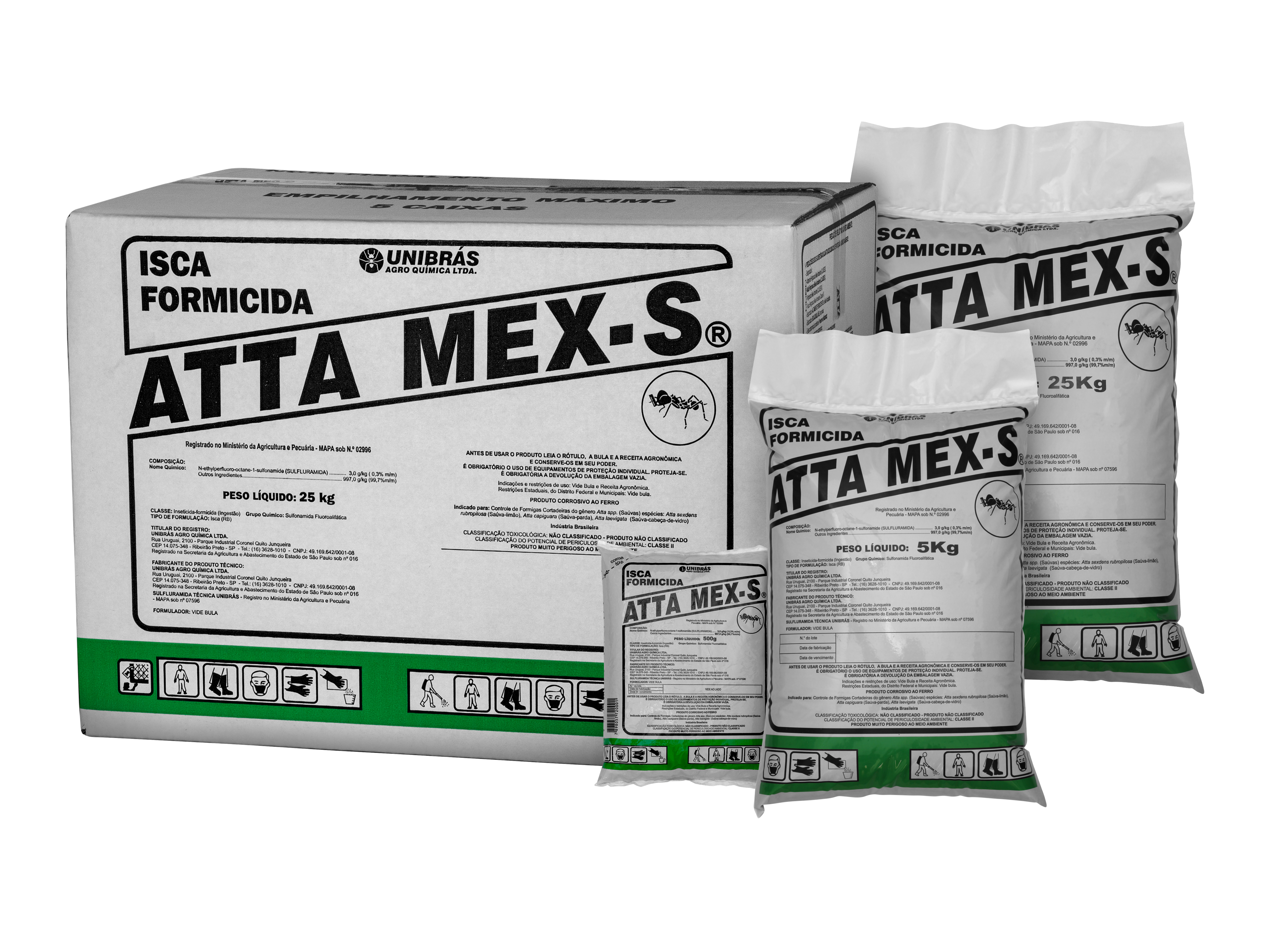 Caixa de 25 kg - isca Formicida ATTA MEX-S contendo 50 pacotes de 500g