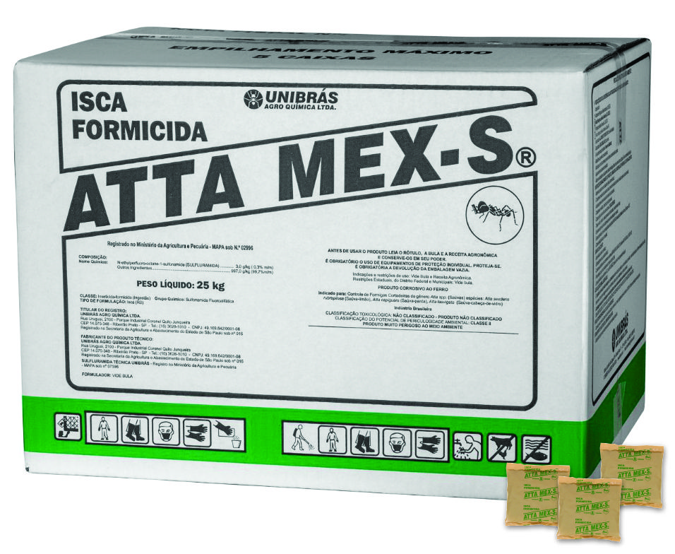 Caixa de 25 kg - isca Formicida ATTA MEX-S contendo 50 pacotes de 500g